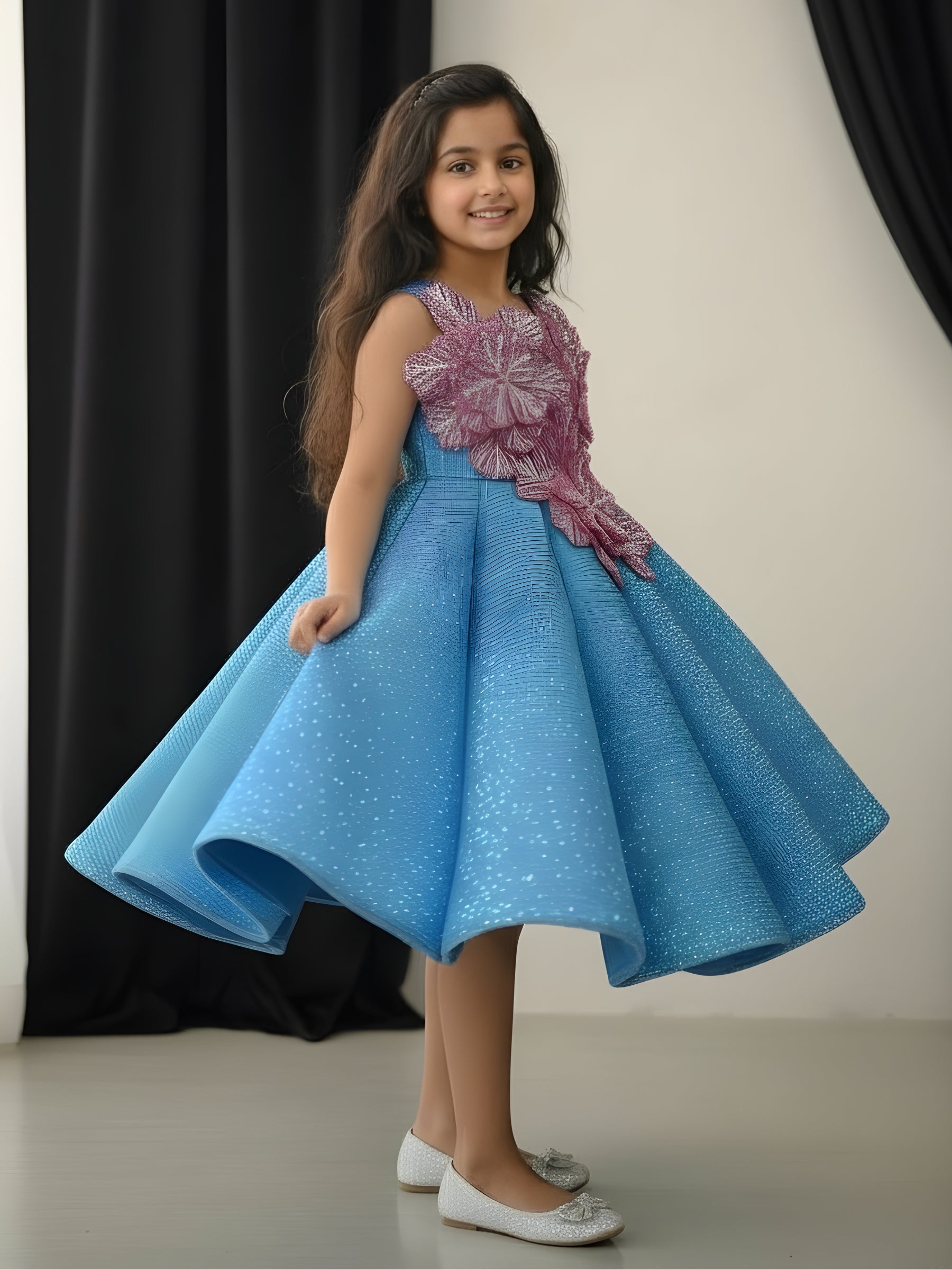 Couture Dresses Online, Blue Sequin Ball Gown