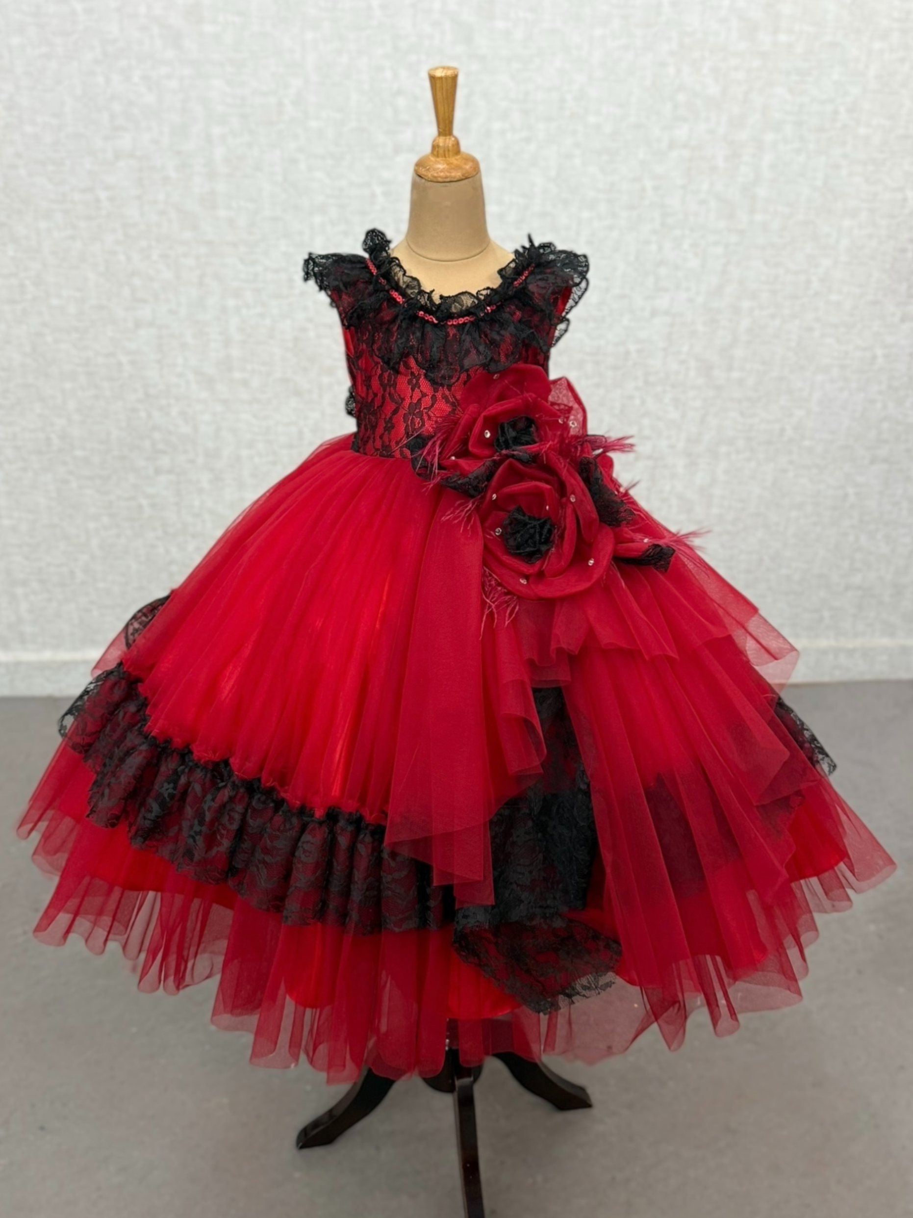 Scarlet Moon Black Lace Heirloom Princess Celebration Dress