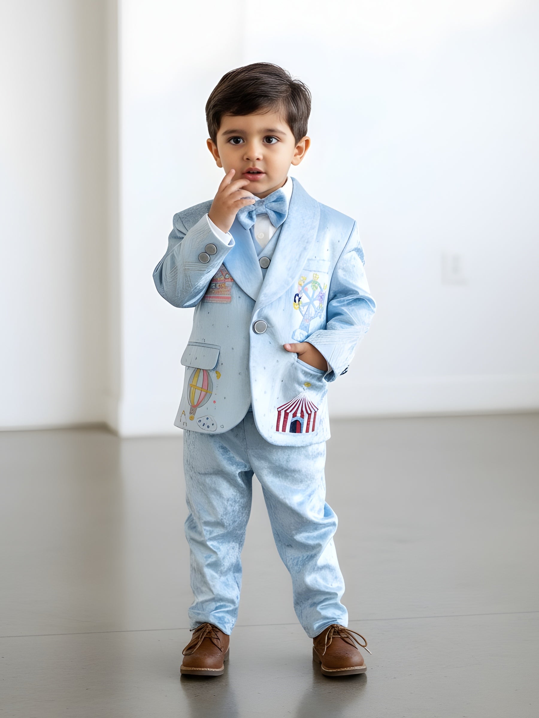 Ice Carnival Prince Suit- Comes with Waist coat, Shirt, Pant and Bow