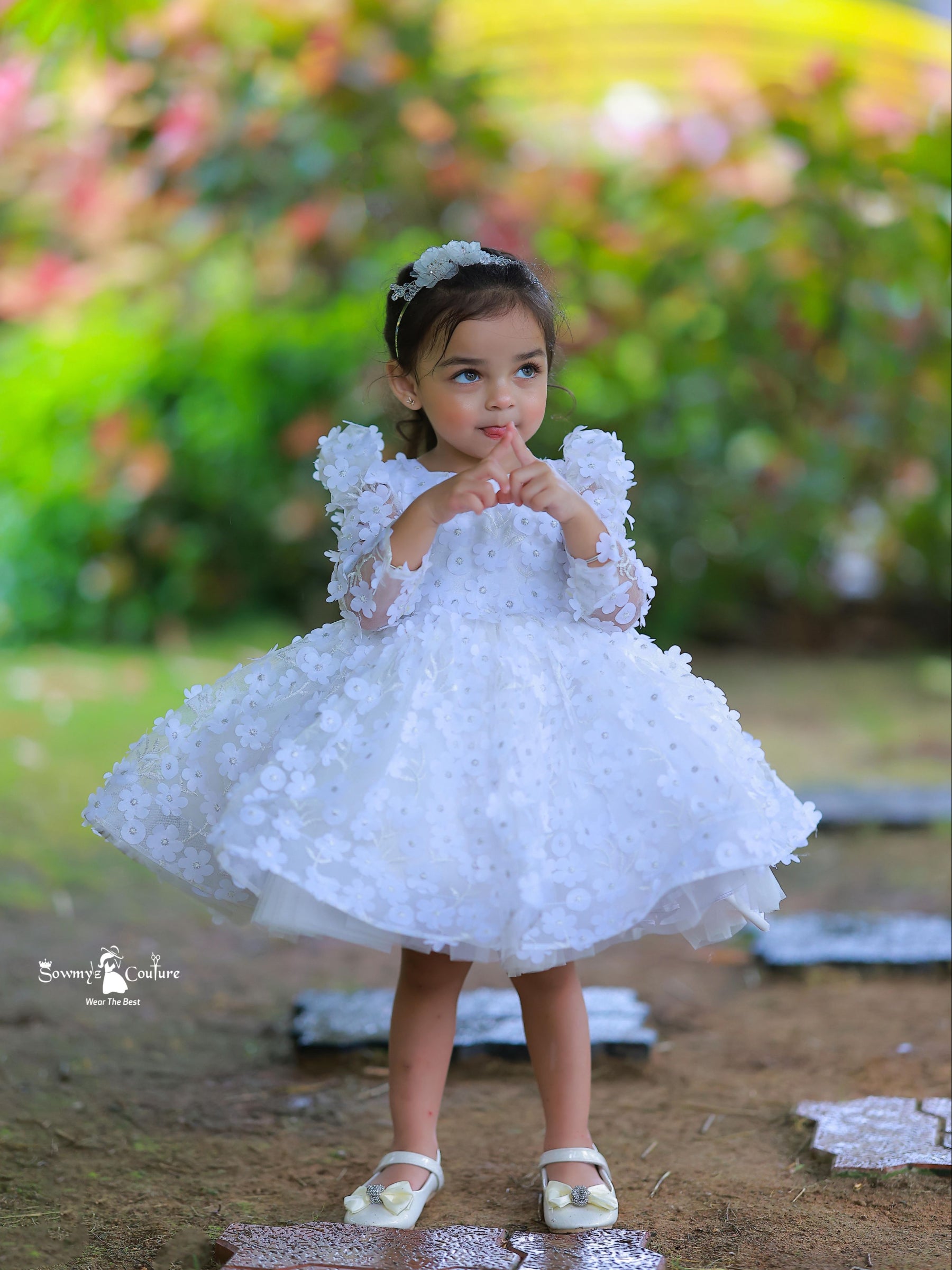 Snow Angel Floral Knee Length Gown