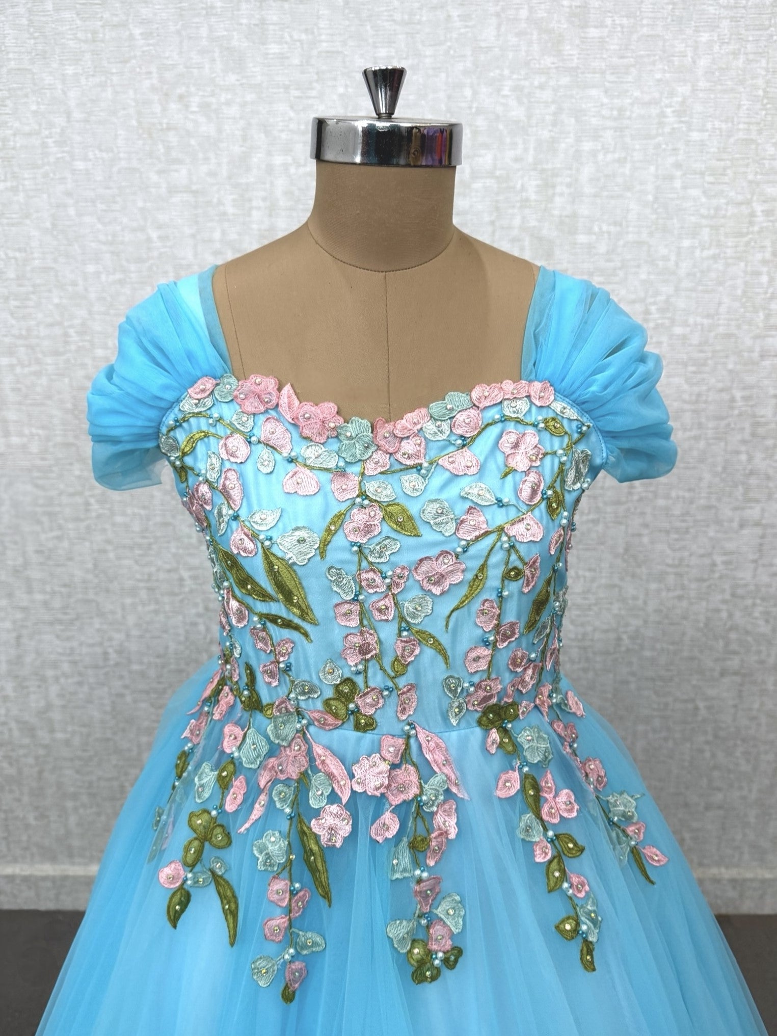 Sky Garden Blossom Embroidered Princess Couture Ball Gown