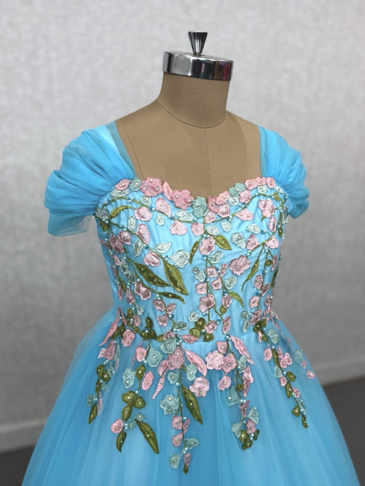 Sky Garden Blossom Embroidered Princess Couture Ball Gown