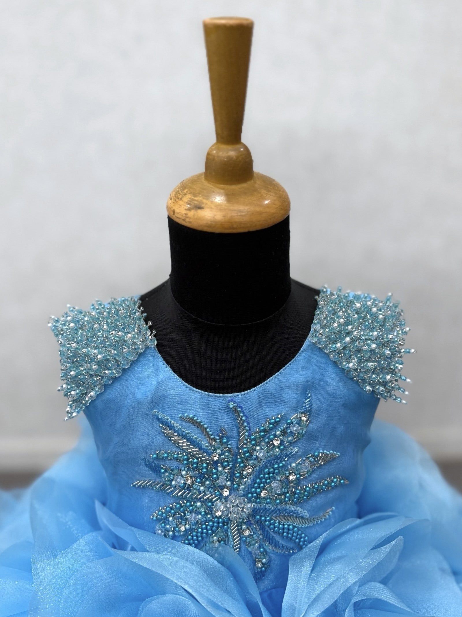 Sky Bloom Royale Rosette Princess Couture Ball Gown